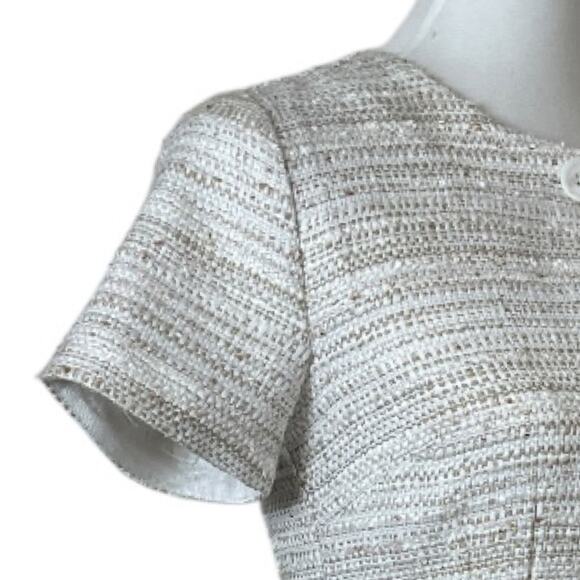 L'Academie Revolve NEW Cream Tweed Sheath Mini Dress Button Front Women Size XS - Picture 9 of 13